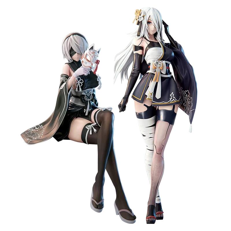 Игровая фигурка 2B сидячая фигурки YoRHa Type A кимоно 2A фигурки Кукла ПВХ Модели Игрушки Коллекция для взрослых Статуэтка Подарки 21.5 см