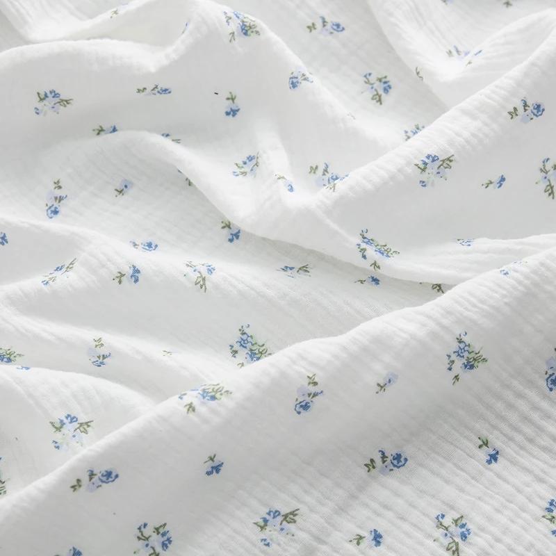 135x50 см/500 см Чистый хлопок с принтом, двухслойная креповая ткань, для изготовления мягкой пижамы, одежды, одеяла, ткань для DIY одежды