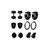 Набор из 6 женских и мужских серег из черной стали Eh20