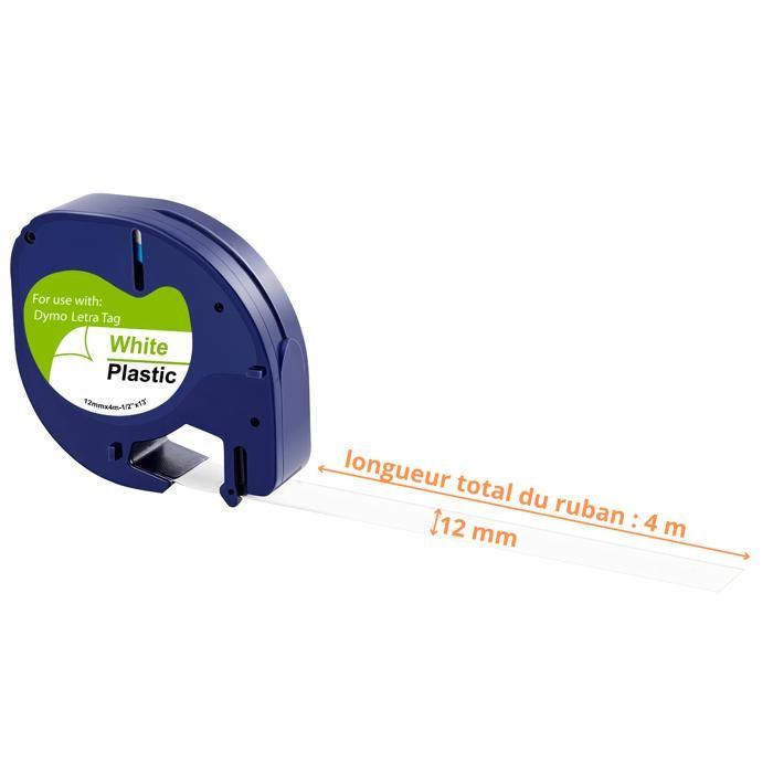 Набор из 5 этикеток - Phonillico® - Совместим с Dymo LetraTag - 12 мм - 4 м - Пластик