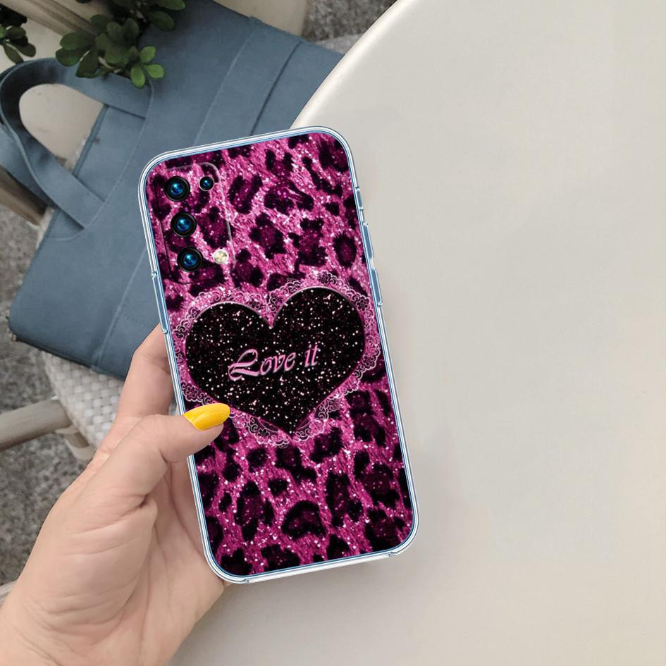 PP51 Pink Leopard Soft Shell Transparent Phone Case for Motorola Moto G7 G8 G9 G84 G85 G73 G24 G15 Z2 Play Power Plus