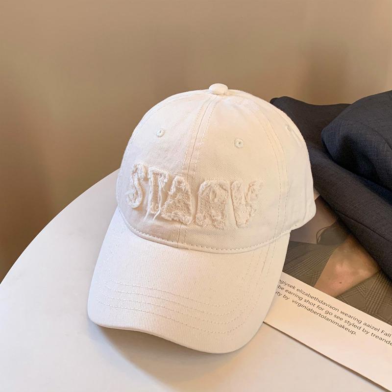 Pink Baseball Cap Women's Casual Versatile Big Head Circumference Cap Letter Burr Hat