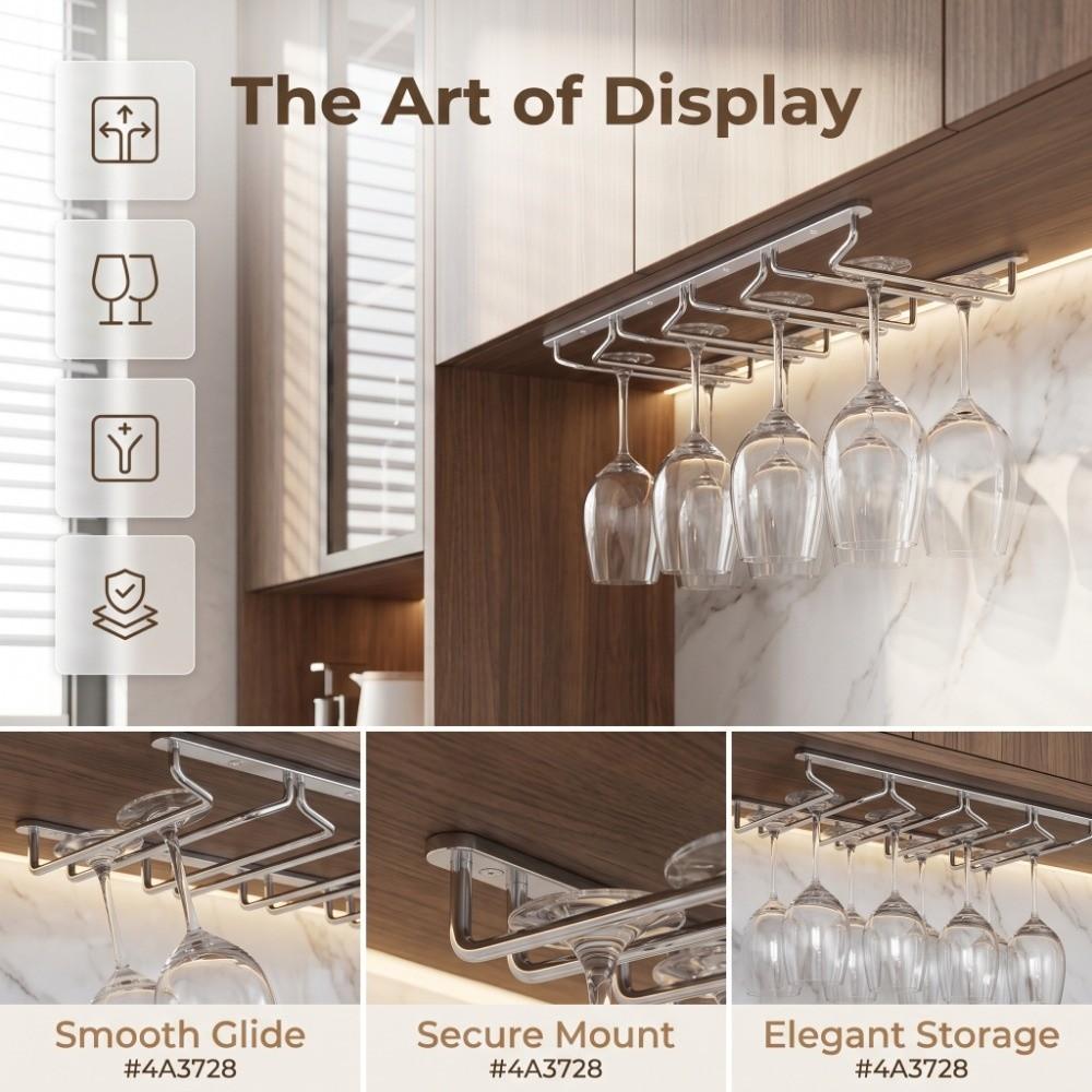 304 Stainless Steel Wine Glass Hanger Inverted Hanging Goblet Cabinet Household Storage
