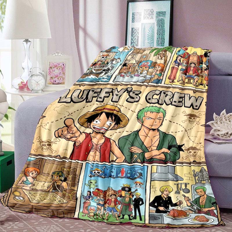 One Piece Anime Print Blanket Warm Comfortable Flannel Blanket for Bedrooms, Sofas, Beds, Chairs, Picnics, Travel -LXR39