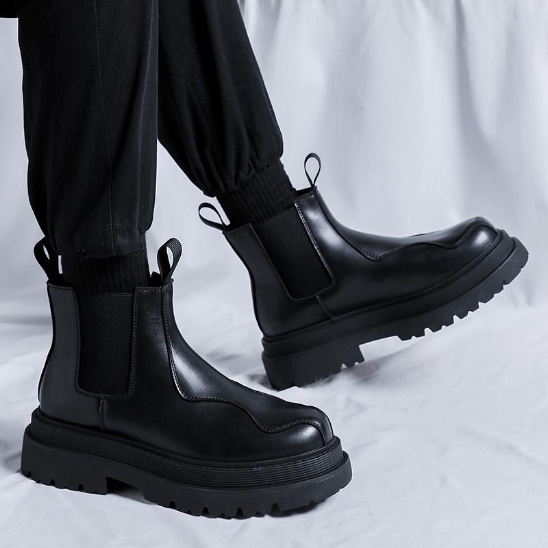 Высококачественные модные мужские военные ботинки на платформе, стильные мужские туфли на высоком каблуке, повседневные мужские ботинки из натуральной кожи