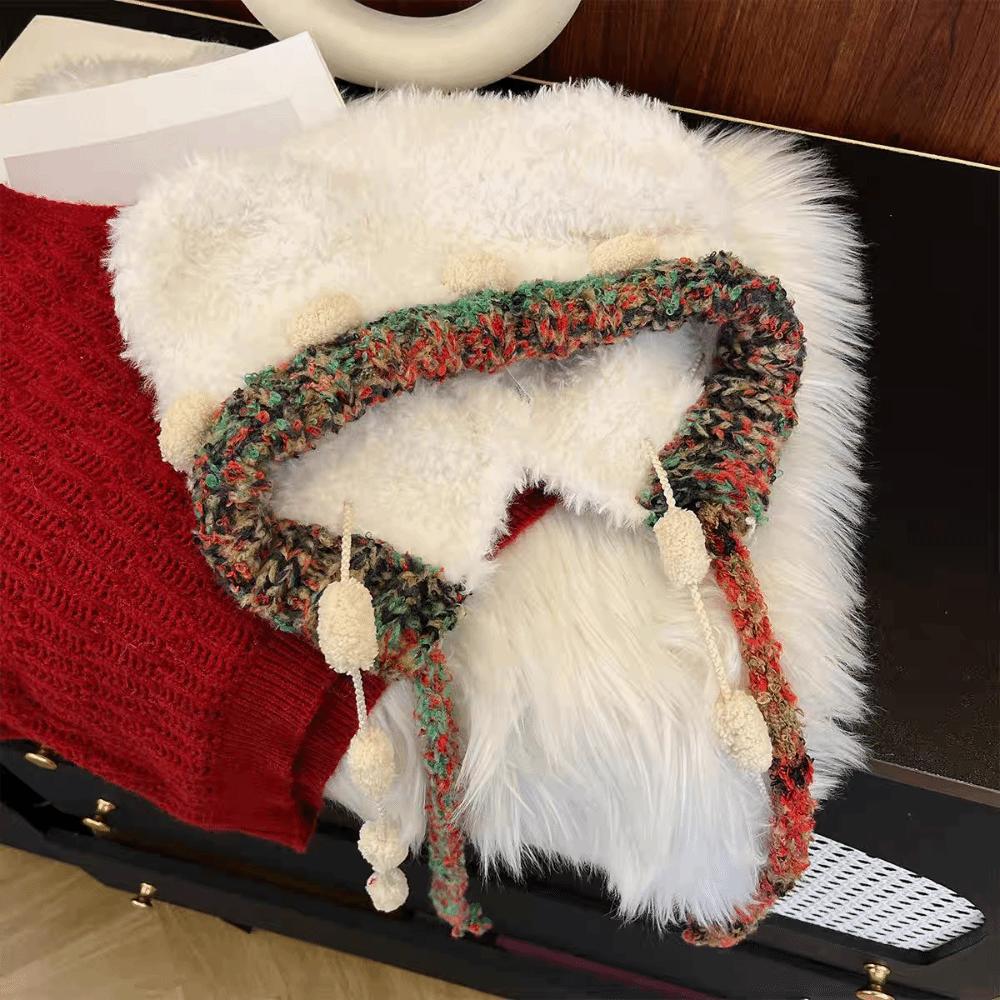 Пушистая шапка-ушанка Лэй Фэн Защита ушей Зимняя теплая шапка Модная плюшевая шапка с медвежьими ушками для девочек