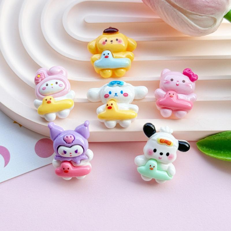 24/120PCS Summer Swimming Circle Series Resin DIY Jewelry Kit for Handmade Phone Case Refrigerator Patch Shoe Decorations