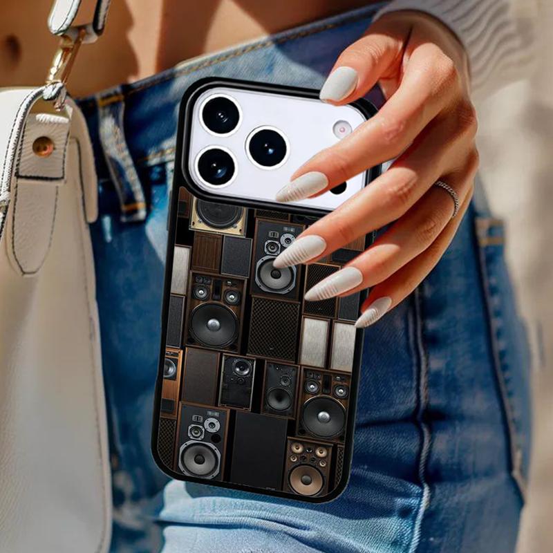 Массивные Музыкальные Колонки мягкий Чехол для Телефона Для iPhone 17 Air 14 15 13 12 Max Чехол Для Apple 16e 11 Pro Max Plus Coque
