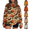 Women's Fashion Casual Long Sleeve Halloween Printed Neck Sweatshirt Top