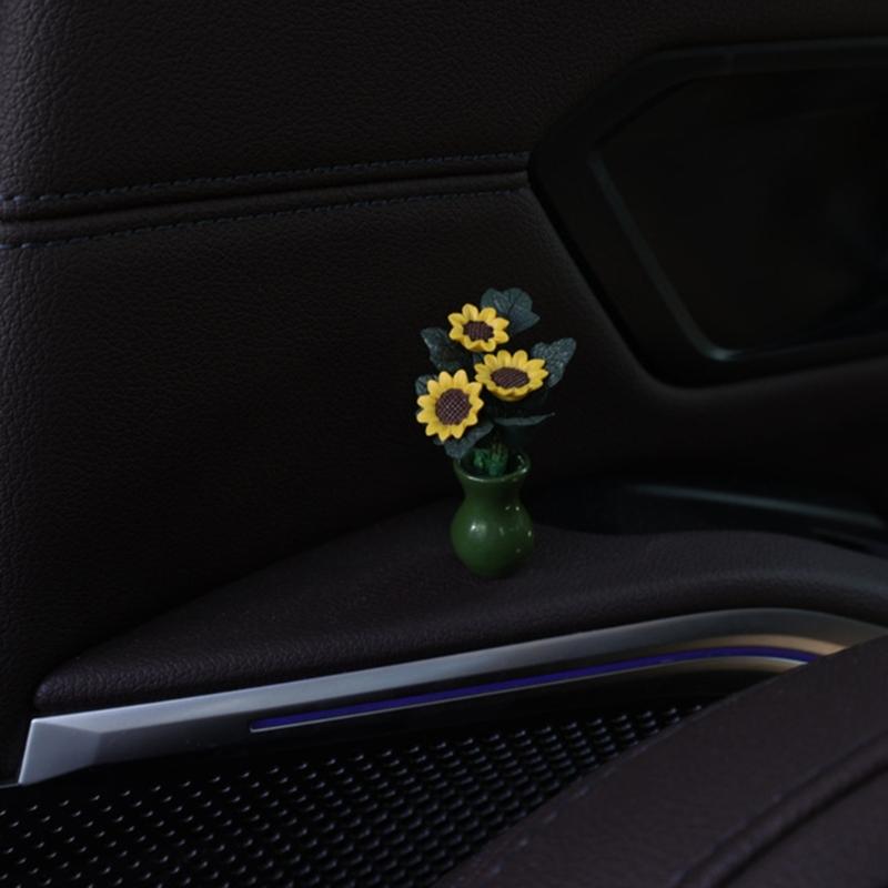 Украшение интерьера автомобиля, мини-ваза с подсолнухом, центральная консоль, зеркало заднего вида, украшение для внедорожника, аксессуары, женские подарки