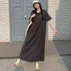 Women 2025 Plus Size Solid Dress Summer Vintage Dress Basic Long Casual Loose Dress Maxi