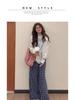 Korean Retro Plaid High Waist Wide Leg Pants for Women - Summer Drapey Straight Leg, Zhao Lusi Style.