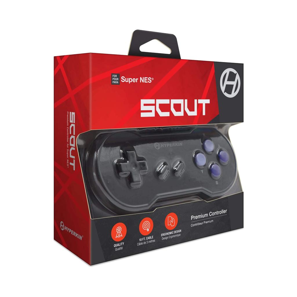 Hyperkin Scout Premium Controller Controller Black Specially Built Comfortable Retro Pad SNES®/SFC® &