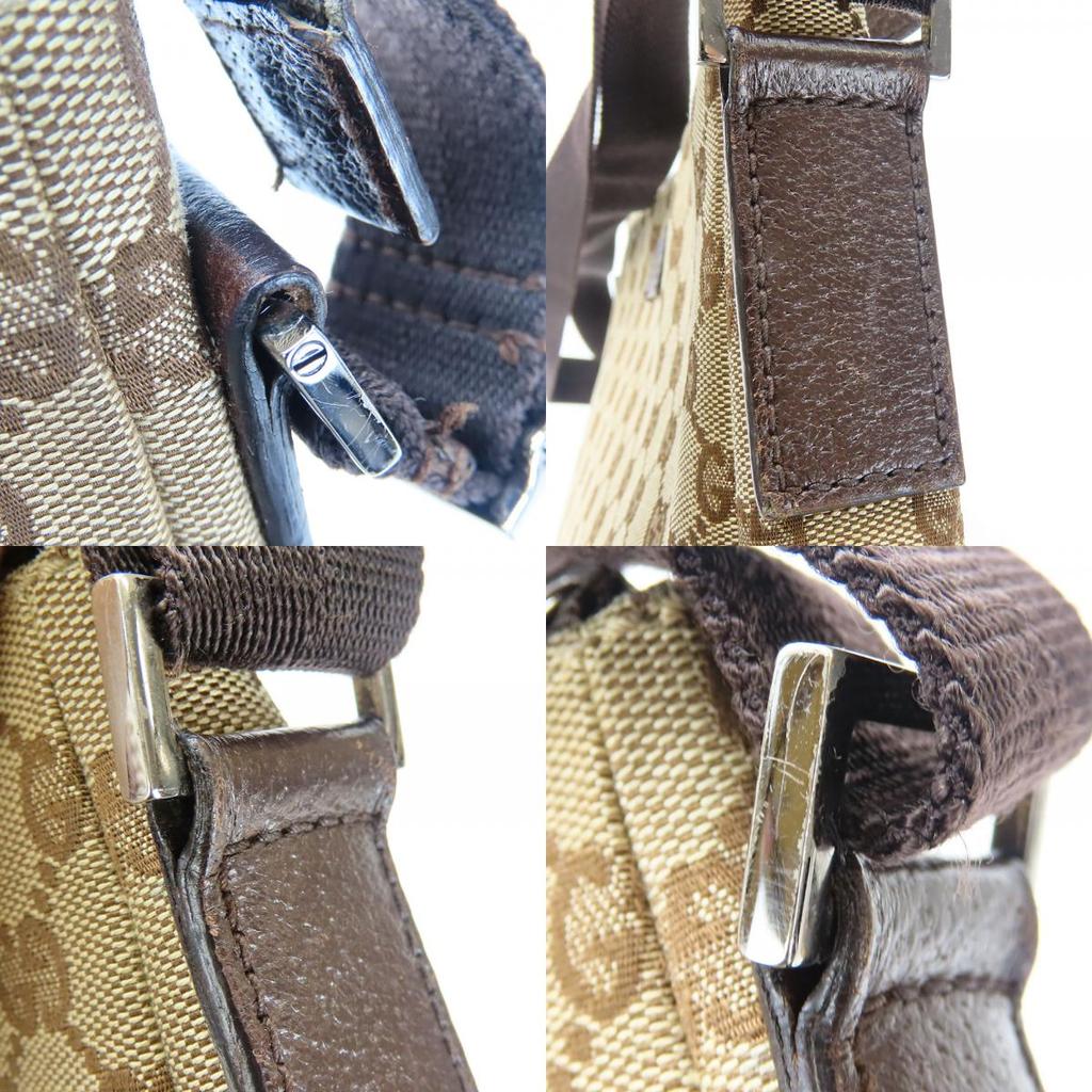 Used GUCCI Shoulder Bag 110054 GG Canvas/leather Beige Dark Brown Diagonally Hung