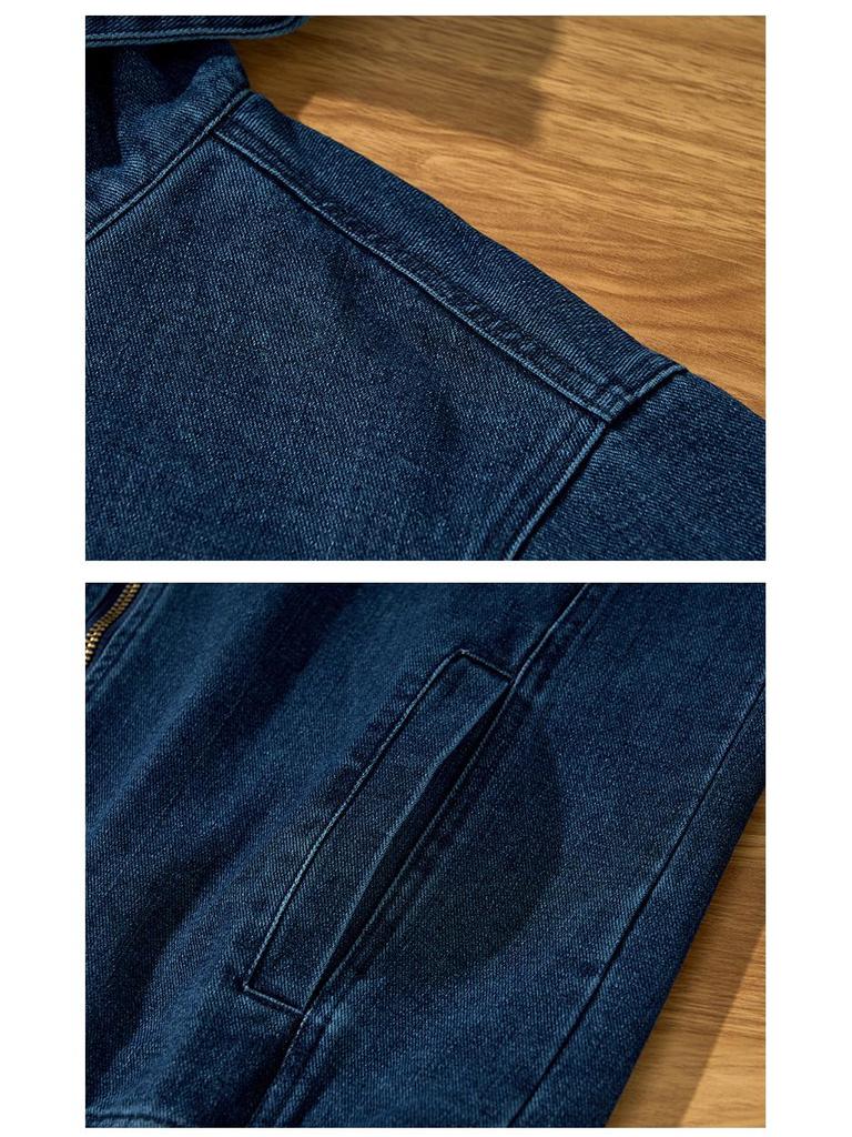 W822 Men's Thickened Hooded Denim Zip-Up Jacket: Stylish, Trendy, and Versatile.