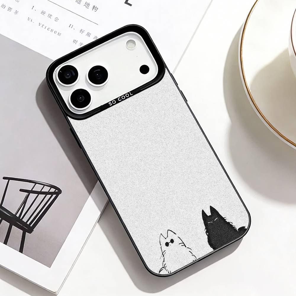 Милые Кошачьи Арт-Принты Чехол для Телефона Для iPhone17,16,15,14,13,12,Pro Max Черный Цветной Чехол для Телефона