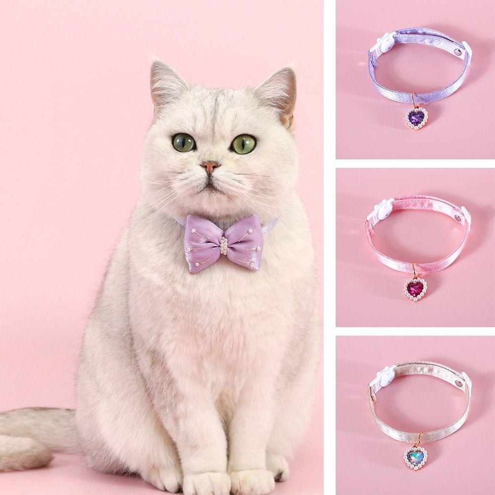Bowknot Pet Collar Heart Pendant Cats Bow Tie Creative Cat Collars Pets Accessories