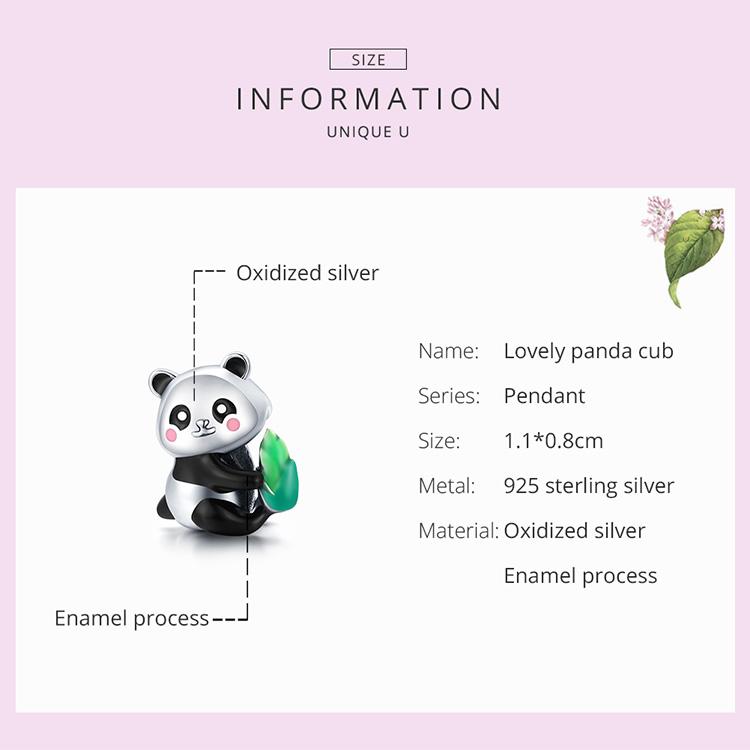 BAMOER животное милый детеныш панды с бамбуковыми бусинами стерлингового серебра 925 пробы подвеска для оригинального браслета женские ювелирные изделия