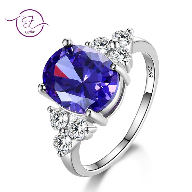 Standard Sterling Silver S925 Ring Fashion Women's Rings Wedding Party Gifts 8X10MM Amethyst Rings Hot Sale New Trendy 2018
