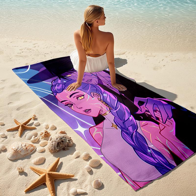 1pc KPop Demon Hunters18 Beach Towel, Comfortable and Thick, and Swimming/Bath/Picnic/Camping Towel, Suitable for Seaside Beaches