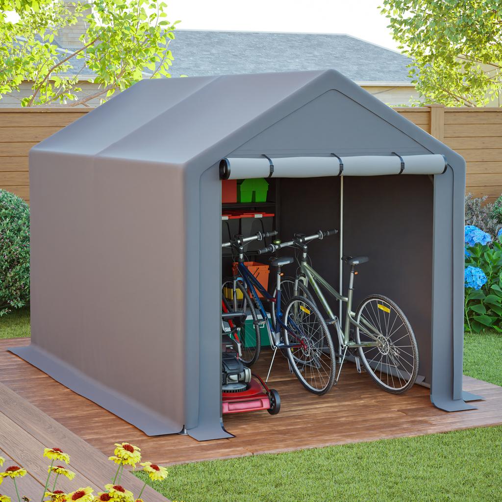Multifunctional Equipment House Dark Grey Bicycle Garage, Garden House, Tool Tent, Storage Tent – 296x190x200cm