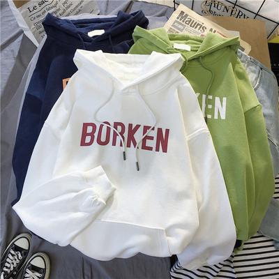 Женский свитер инс супер горячий новый весна и осень с длинным рукавом корейская версия свободный студенческий зимний бархатный худи топ куртка тренд