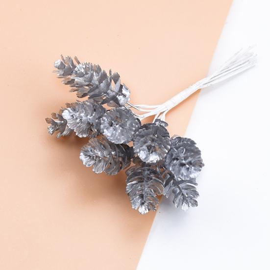 10Pcs/Bouquet Portable Artificial Decorative Pine Plant Exquisite Plastic Christmas Cone Wreath Stimulation Plant for Home