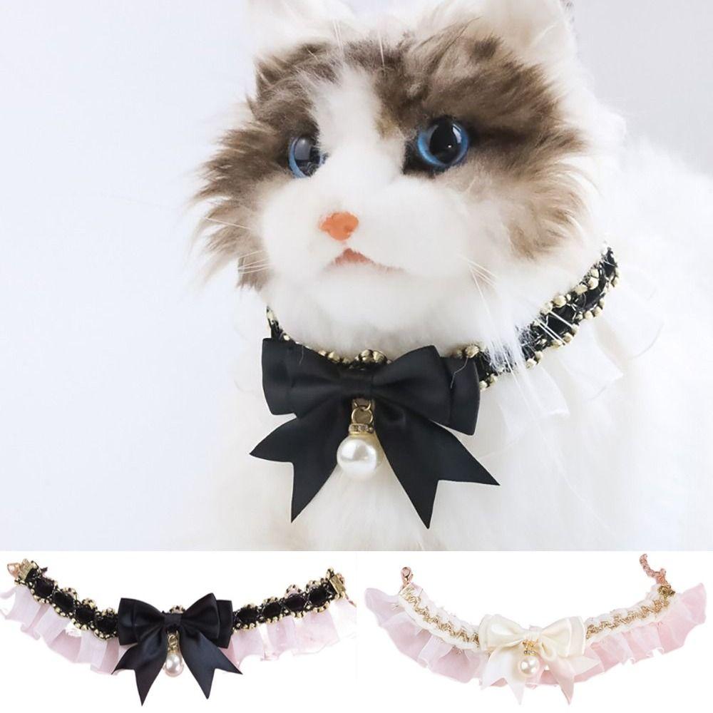 Lace Dog Collar Pearl Puppy Necktie Cute Pet Supplies