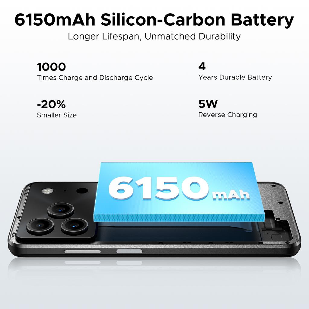DOOGEE Note 56 Smartphone Android 16 6150mAh Large Battery 6.56'' 90Hz Display 24GB 64GB 8MP+5MP Face Unlock Mobile Phone