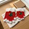 Knitted Christmas Gloves Unisex Christmas Tree Pattern Gloves Winter Touch Screen Fuzzy Gloves