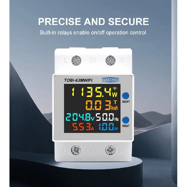 TOMZN TOBI-63MWIFI 6-в-1 счетчик WIFI Умный автоматический выключатель Напряжение Ток Мощность Двунаправленная Энергия Частота PF 85-265В AC 63А