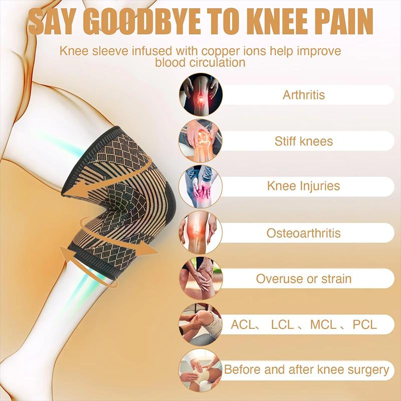 Copper Knee Brace For Arthritis Pain-Copper Knee Sleeve For Knee Pain Compression Sleeve For Sports, Workout, Knee Pain Relief