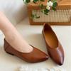 Spring New Leather Women's Pointed Single Shoes Versatile Comfortable Shallow Mouth Women's Shoes Flat Heel Women's Shoes One Pedal