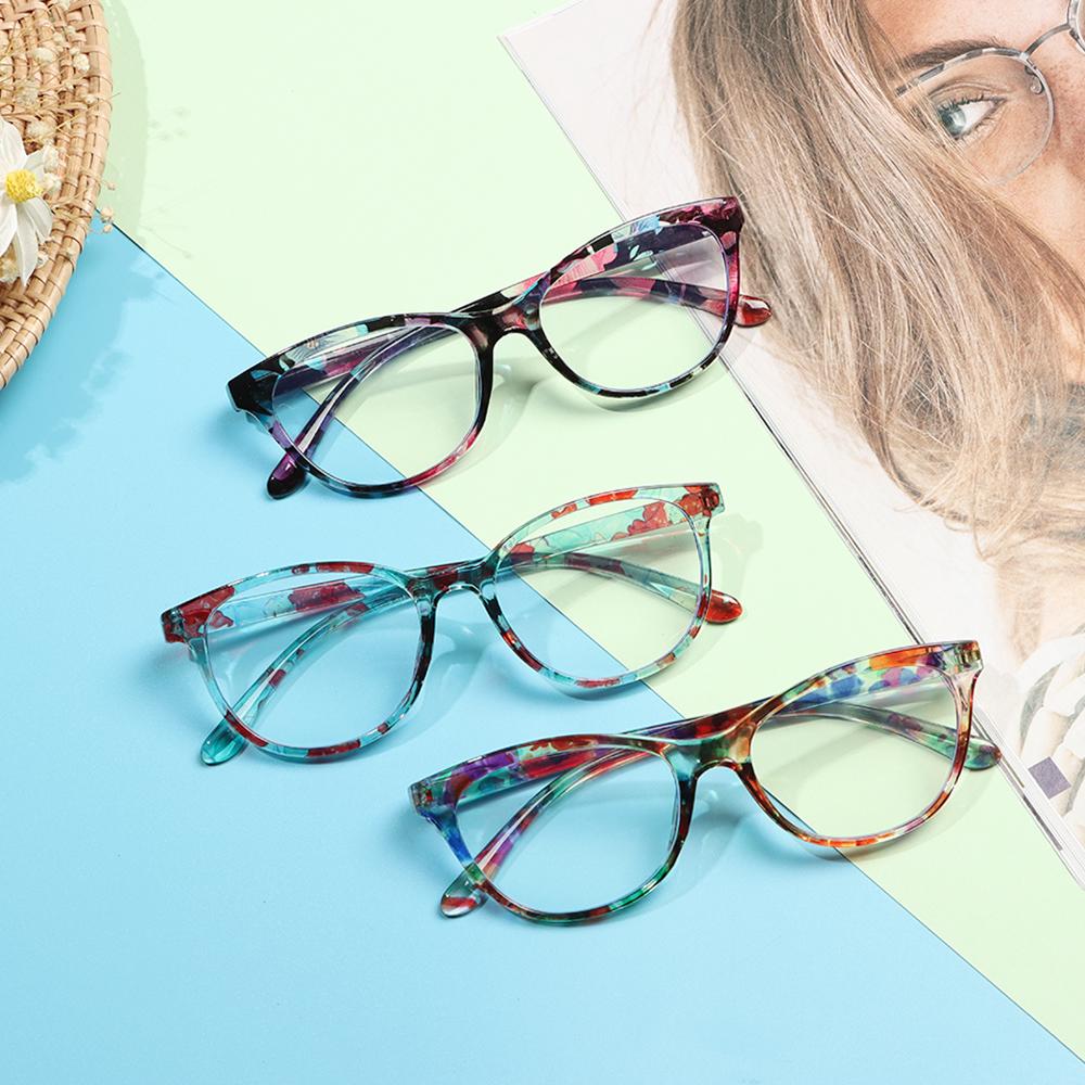 Женские очки для чтения с цветочным принтом, блокирующие синий свет, модные очки для пресбиопии, стеклянная посуда, с диоптриями +1 +1,5 +2 +2,5 +4
