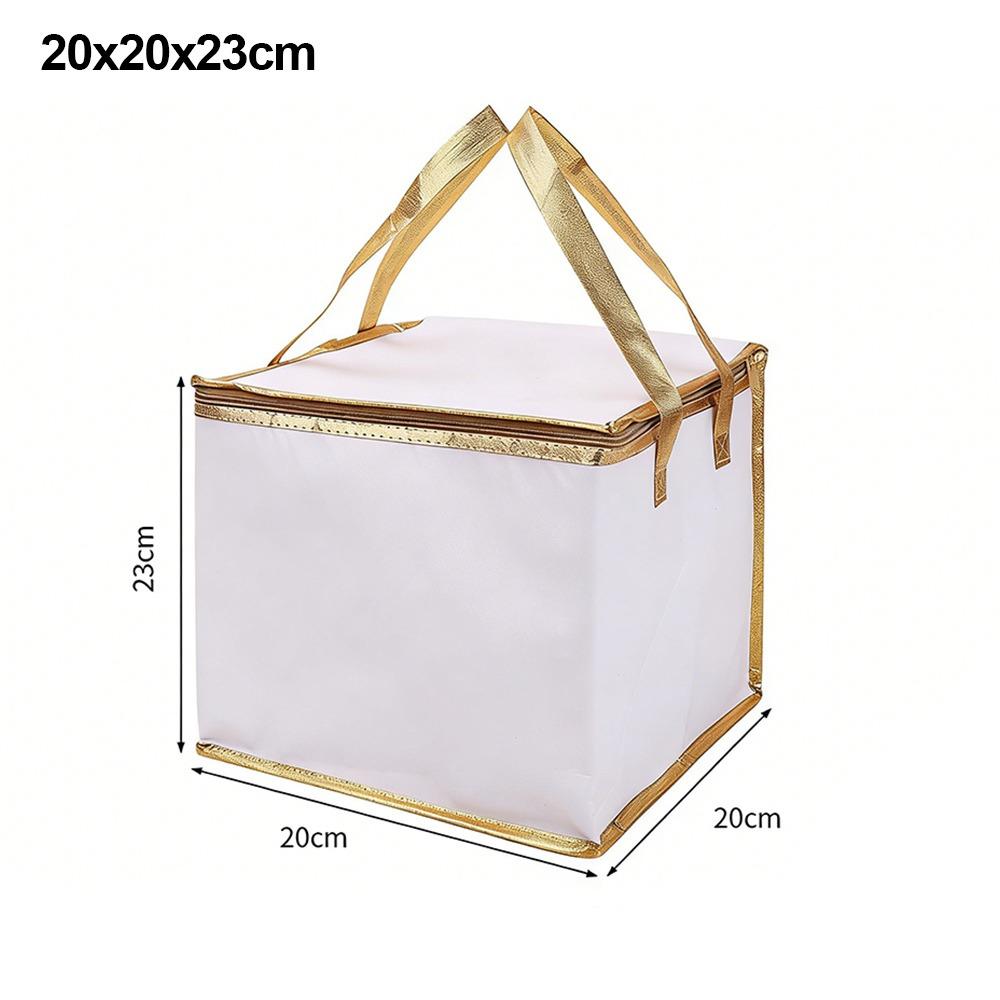 Reusable Aluminum Foil Tote Bag Zipper White Thermal Pizza Insulated Bag Insulated Thermal Cooler Bag