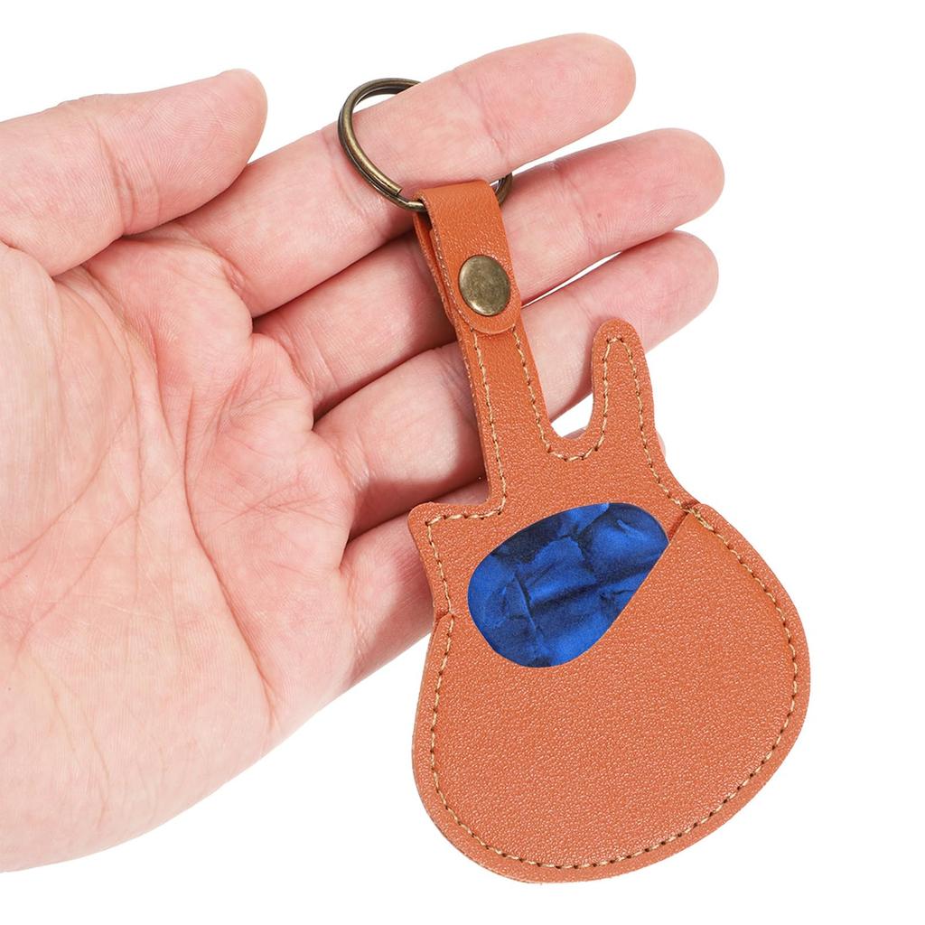 uxcell Guitar Pick Holder Case Artificial Leather Acoustic Electric Guitar Pick Case Bag Orange