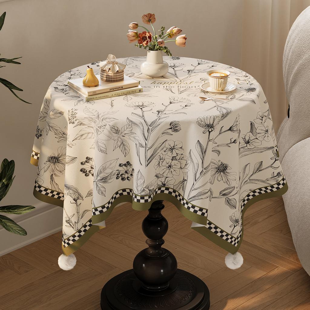 Средневековая круглая скатерть в французском ретро-стиле, легкая роскошь, ощущение высокого класса, круглая накидка на кофейный столик, создающая атмосферу
