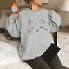 Женский весенне-осенний повседневный спортивный свитшот с круглым вырезом и длинным рукавом, пуловер с принтом кошки