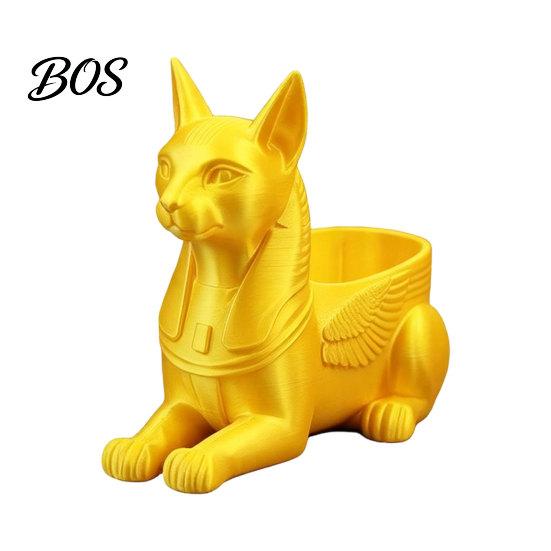 Bastet Cat Figurine Egyptian Statue, 3D Printed with Storage, Mystical Ornament Mythical Creature Desk Organizer for Home Office, Collectible