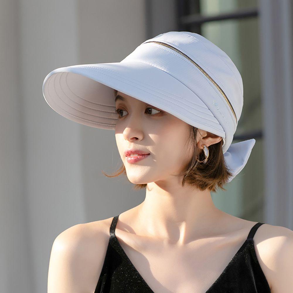 Solid Color Travel Ladies Bowknot Big Brim Women Cap Removable Sun Hat Fisherman Hat Bucket Hat