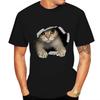 Cute Cat Print Men's Round Neck Short-sleeved T-shirt 100% Cotton Summer Casual Short-sleeved Harajuku Street Unisex Sports Top