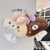 Плюшевая коробка для салфеток Rilakkuma, мягкая пушистая подвесная медвежья салфетница, милый портативный держатель, креативный контейнер для хранения бумаги для дома/автомобиля