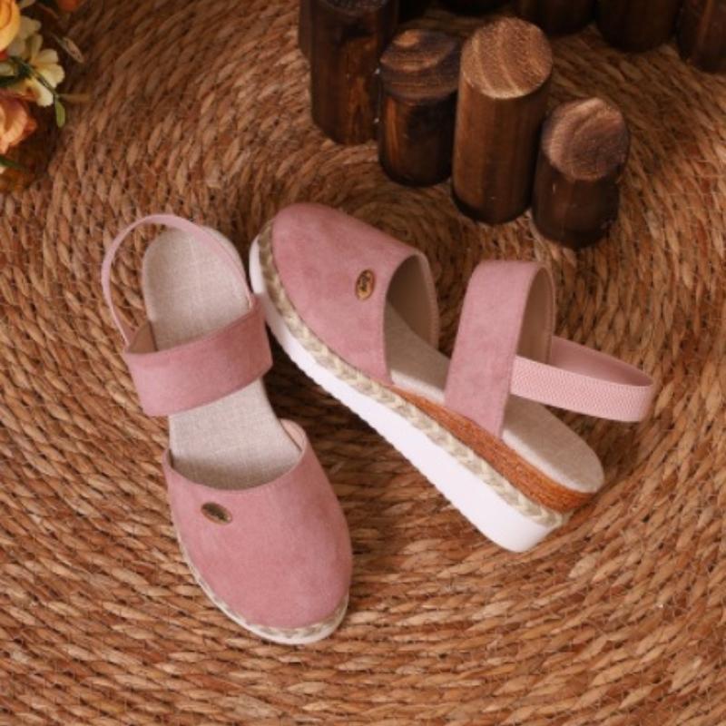 Summer Women Linen Wedge Sandals Handmade Ladies Casual Comfortable Womens Shoes
