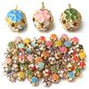 10Pcs/lot 14mm Hollow Enamel Flower Bell Charms Pendants Colorful Jingle Bell For Jewelry Making DIY Bracelet Necklace Keychain
