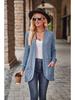 2024 Autumn Striped Solid Color Splicing Long Sleeve Cardigan Jacket
