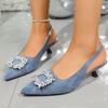 French wedding shoes white bridesmaid shoes femininity pointed single shoes stiletto high heels rhinestone bag head sandals women