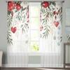 День Святого Валентина Роза Любовь Цветы Растения Листья Тюль Вуаль Шторы для Спальни Гостиной Окна Занавески Прозрачные Портьеры из Органзы