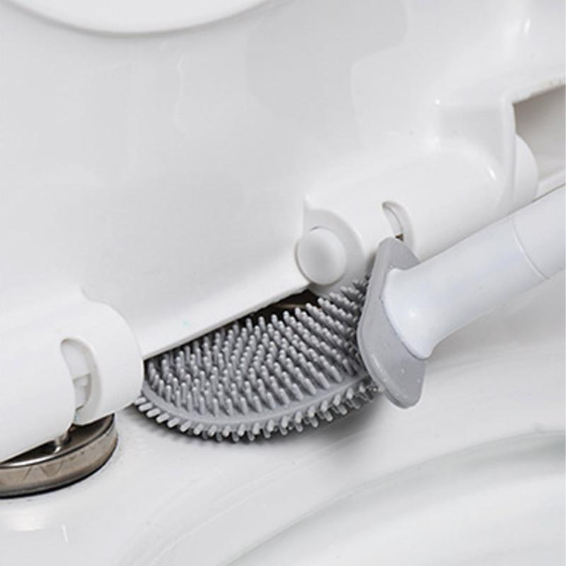 New Portable Foldable Soft Rubber Toilet Brush Wall-mounted Toilet Brush Soft Rubber Detachable Handle Toilet Cleaning Brush Set