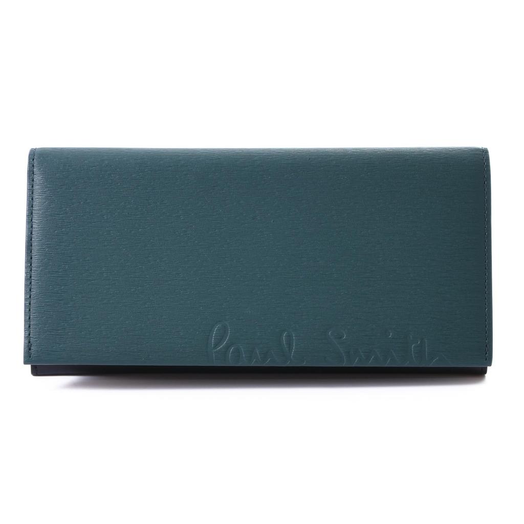 Paul Smith Cropped Logo Leather Long Wallet Set Dark with Original Storage Care and Shopping Bag 553408 Men's (No Personalization, Green) Box, Cloth,