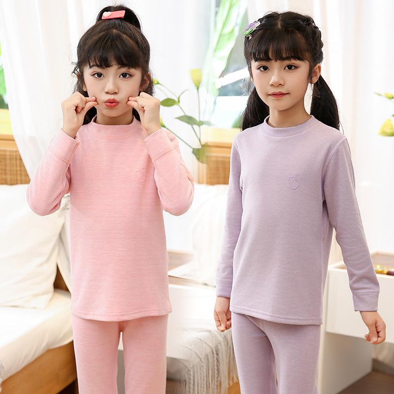 Детский термобелье из шелка и шерсти: Осенняя одежда и брюки для мальчиков и девочек, облегающие пижамы.